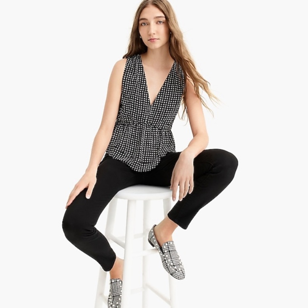 J. Crew V-Neck Star Print Blouse Tank Top